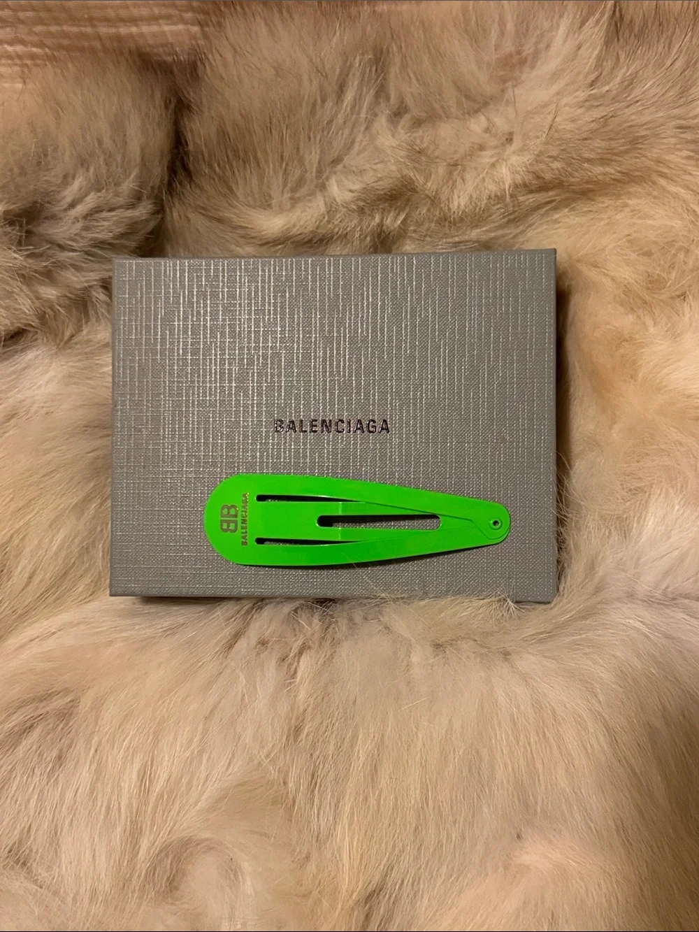 NEW Balenciaga Holli XXL Neon Green Snap Hair Clip
